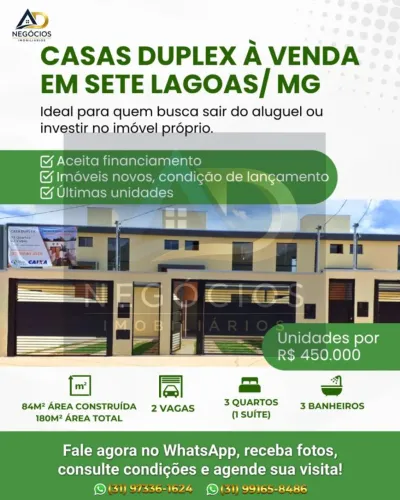 Casa para Venda em Sete Lagoas, Alvorada, 3 dormitórios, 1 suíte, 3 banheiros, 2 vagas