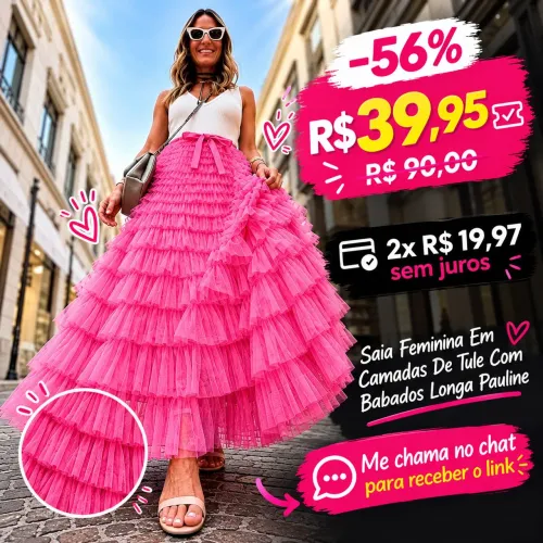 Saia midi tule camadas promoção