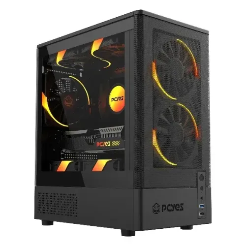 GABINETE GAMER PCYES KAURI BLACK VULCAN GKRIBV (FANS NÃO INCLUSA) NOVO LACRADO!