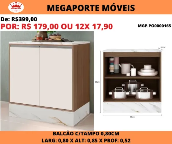 Balcão com Tampo 2 Portas