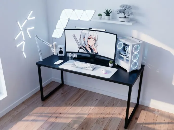 Mesa Gamer Minimalista Industrial 115cm "Cazzi" - Perfeita p/ Setup