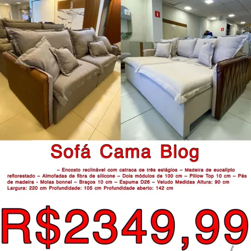 Sofá cama casal blog linho / 2 cores / frete grátis / pague na entrega