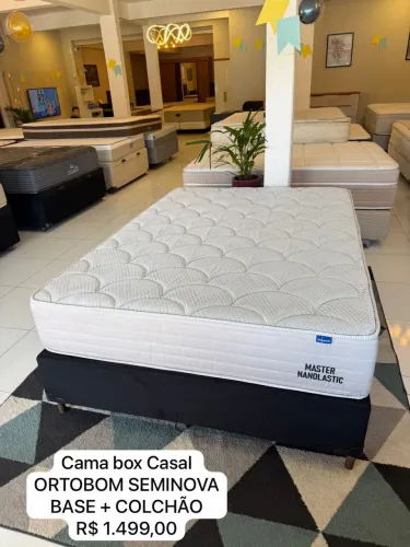Colchão de Casal ORTOBOM SEMINOVO COM BASE - Entrego!