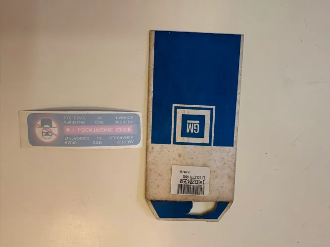 Etiqueta Vidro Porta LOKTRONIC Opala/Caravan