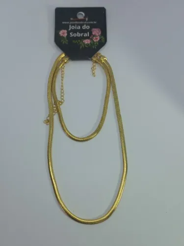 Conjunto Rabo de Rato, Choker e Pulseira, banhada a ouro 18k