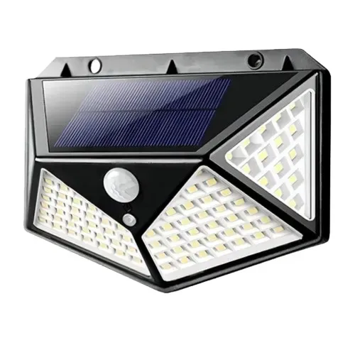 Luminária Arandela Solar 100 LEDs com Sensor de Presença à Prova D?água - Cor Preto