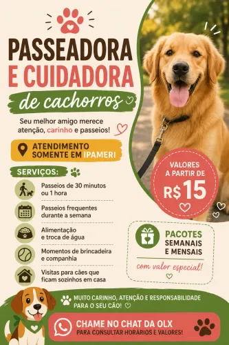 Passeadora e cuidadora de cachorros