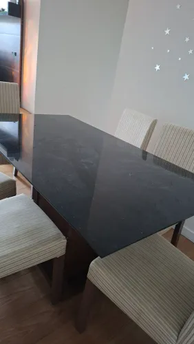 Mesa 6 Cadeiras tampo de vidro