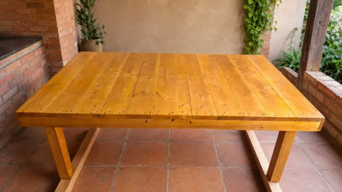Mesa rústica de madeira