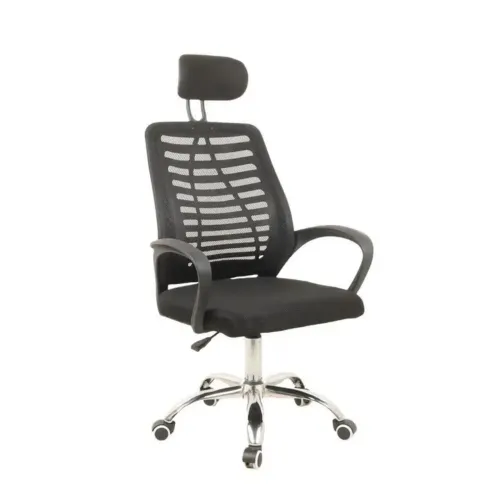 Cadeira de Escritório Sion Office Com Braços e Apoio de Cabeça - Preto<br>