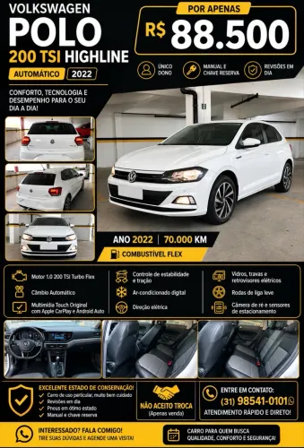 Volkswagen Polo Highline 200 TSI 1.0 Flex 12V Aut. 2022