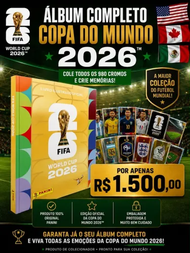 Álbum Capa Dura Dourado + Todas as Figurinhas para Colar