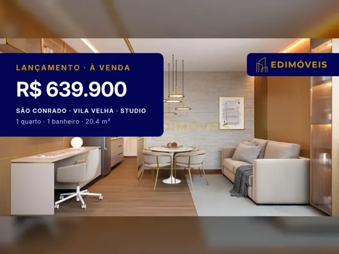 Pronto para morar: Studio em São Conrado, Vila Velha, com áreas de lazer incríveis!