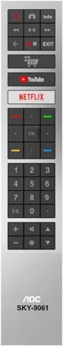 Controle Remoto TV AOC RC4183901 / 32S5295 / 43S5295 / 50U6295 / 55U6295 (Smart TV)