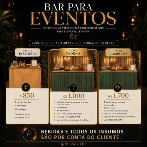 OPEN BAR DE DRINKS COM BARMAN