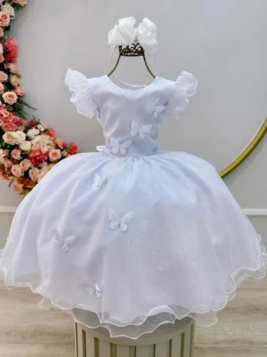 Vestido batizado infantil borboletas
