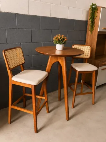 Bistrô Laminado com 2 Banquetas Madeira Maciça NOVO