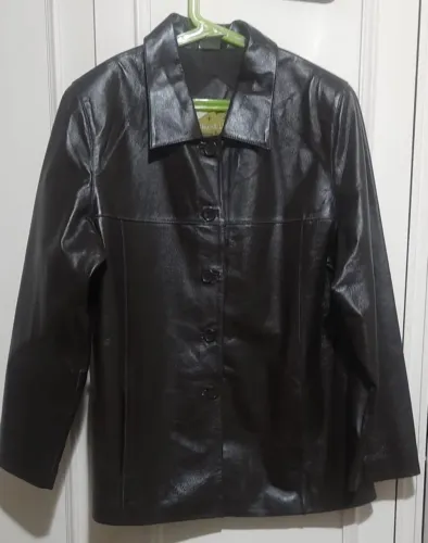 Casaco de couro "leather blazer" marrom, M, novo.
