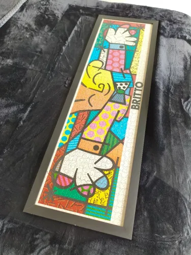 Quadro Romero Britto em Quebra-Cabeça 1,16m com Moldura
