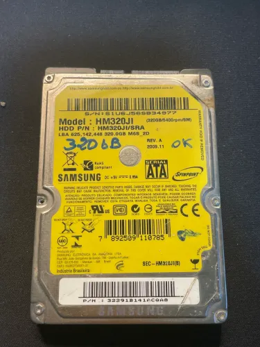 HD Samsung 320gb funcionando perfeitamente