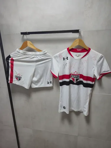 kit são paulo 2018 autografado original camisa + bermuda jogadores do elenco