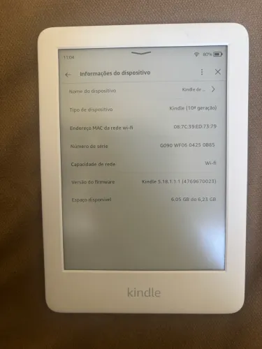 Kindle 10ª Geração Branco - Perfeito Estado