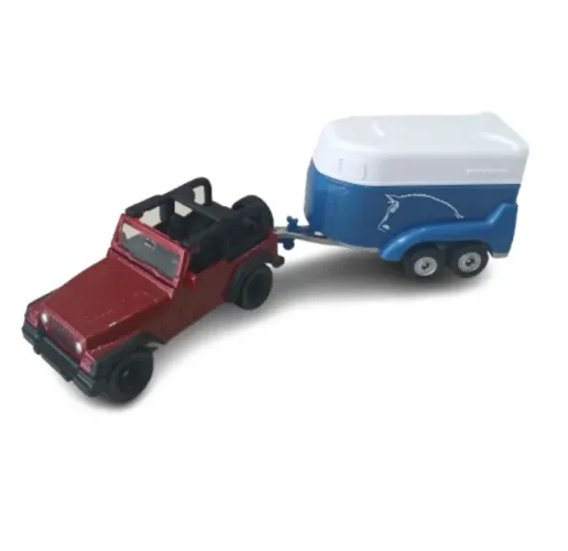 Miniatura Original JEEP WRANGLER-1651 - Jeep With Horse Trailler SIKU 2024 -Perfeita