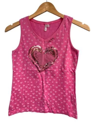 Regata Infantil Rosa Com Coração De Lantejoulas, Tamanho 16 (forma pequena)