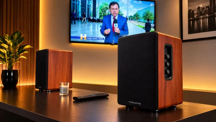 MONITOR DE ÁUDIO TOMATE MTS-2026 NA CAIXA COM TODOS OS ACESSÓRIOS - ESTADO DE NOVO!