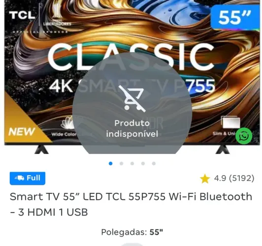 Tv Smart 55 LED TCL 55P755 Wi-Fi Bluetooth