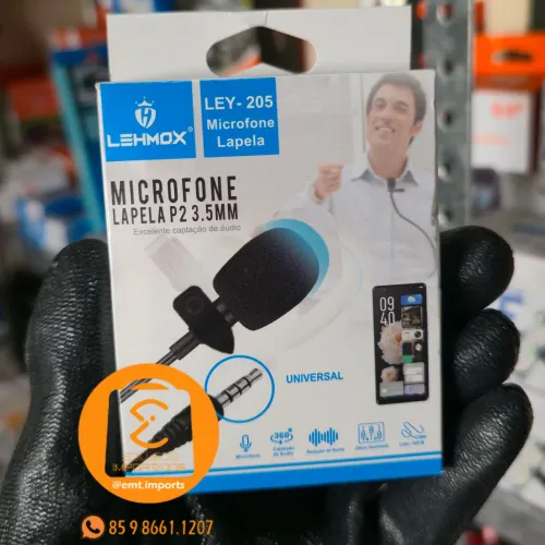 Microfone de lapela com fio para celular P2 3.5mm