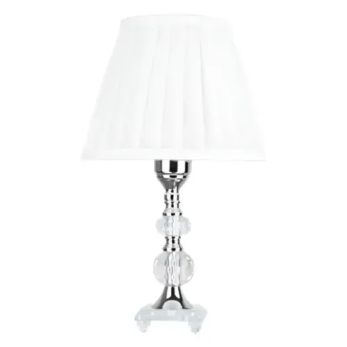 abajur cristal cromado 22cm x 36cm cúpula voil branca