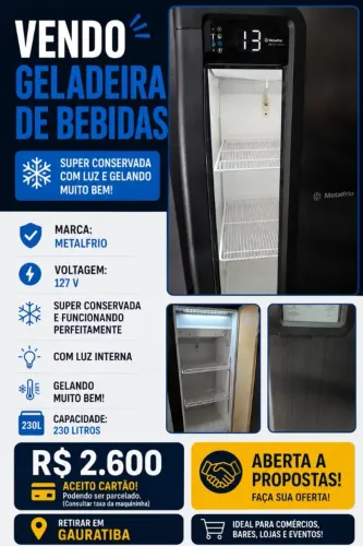 Geladeira Expositora Metalfrio Beer Maxx 230L 127V - Funcionando Perfeitamente