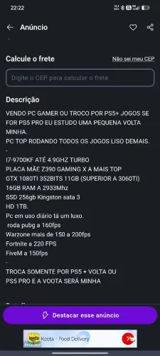 TROCO PC GAMER POR PS5 SLIM 1TB SOMENTE