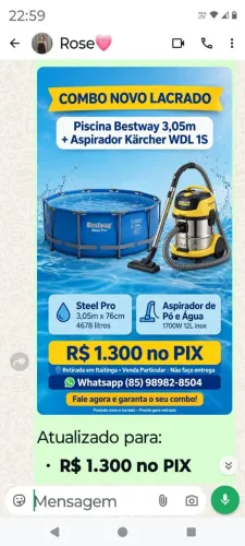 Psina e aspirador de pó e água novos