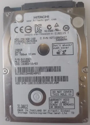 HD NOTEBOOK HITACHI 160GB 5400RPM Z5K320-160 