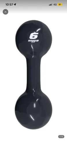 Par de Halteres Bola 6kg Emborrachados Pretos - Para Treino