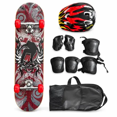 Skate Infantil Estampado C/ Kit De Proteção - Grafite