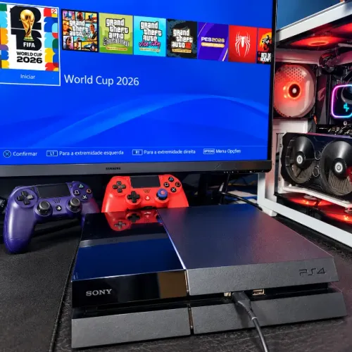 PS4 500GB GoldHEN 12.00 + Controle Original + Jogos