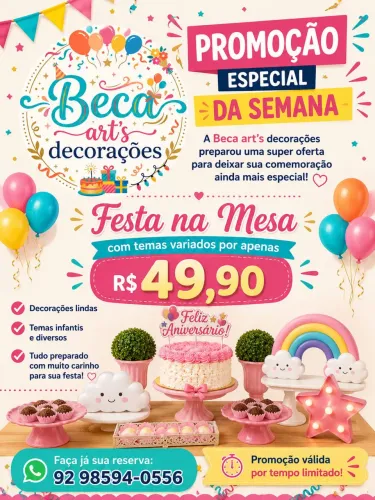 Mini festa na mesa 