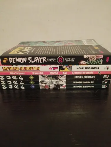 Lote 6 Livros Mangá Demon Slayer My Hero Academia Dragonball Nura