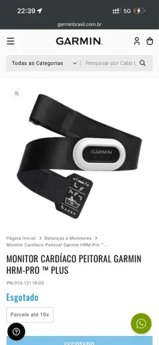 Cinta de monitoramento cardíaco GARMIN