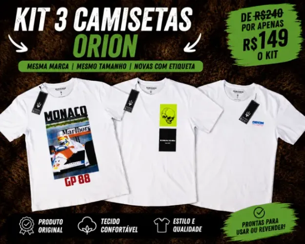 KIT 3 CAMISETAS ORION - TAMANHO P - NOVAS COM ETIQUETA