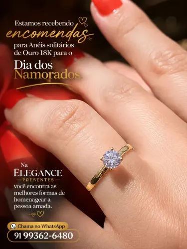 Anel Solitário de Ouro 18K