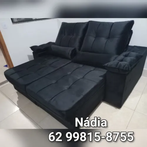 Sofá retrátil preto mede 2.20 valor promocional