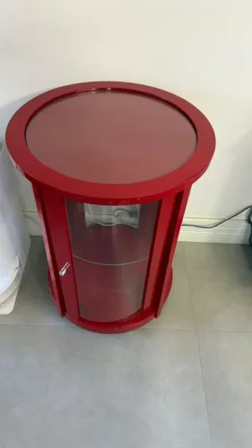 Cristaleira e Carrinho de bebidas Laqueado Vermelho