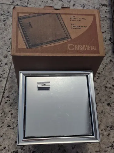 Papeleira Embutir Crismetal Silver Cinza Porta Papel