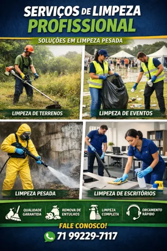 Limpeza Profissional ,Terrenos, Eventos e Escritórios
