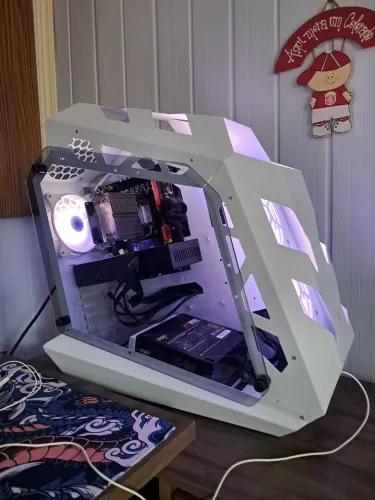 Gabinete Gamer Acegeek Vortex, Mid-Tower, Lateral de Vidro, Branco, AG-VORTEX-WH