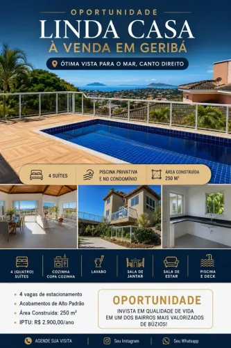 Oportunidade-Linda casa em condomínio, Geribá perto da praia